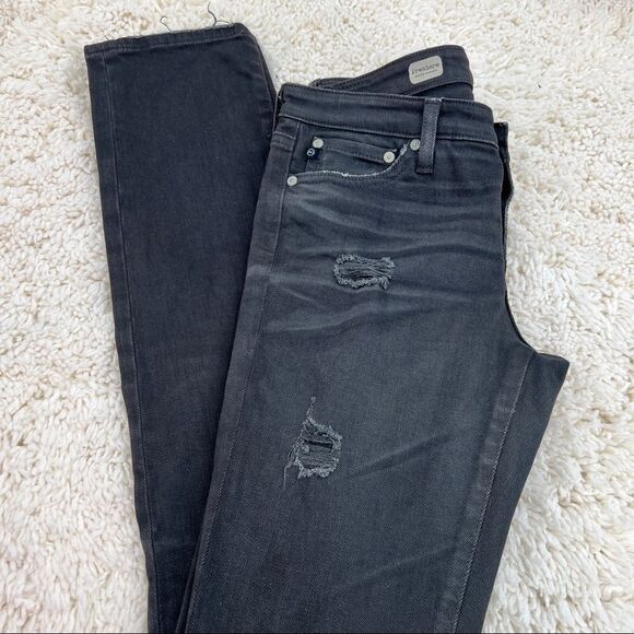 AG Adriano Goldschmied Premiere Skinny Straight Distressed Rip Whiskering Jeans - Picture 4 of 16